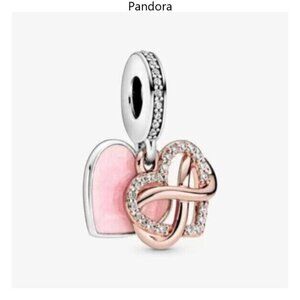 Pink and Rose Gold Heart Charm for Pandora Bracelets
